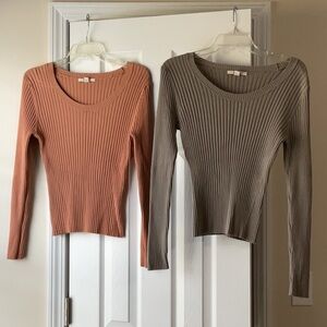 Merona sweaters, peach and gray, size L.